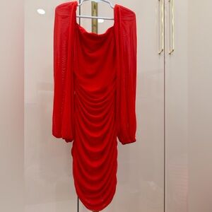 Chic Red Ruched Kids Formal Dress
